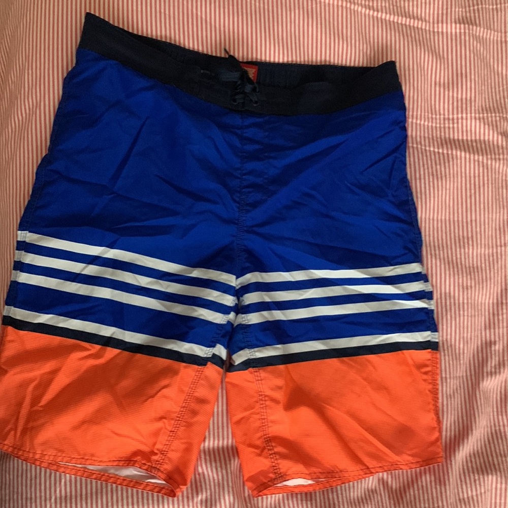 Swimming Trunks For Youth 🧡💙 with white stripes